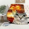 Cute cartoon funny cat meme abstract Flannel warm comfort soft plush blanket for sofa living room hogar bedroom travel gift home