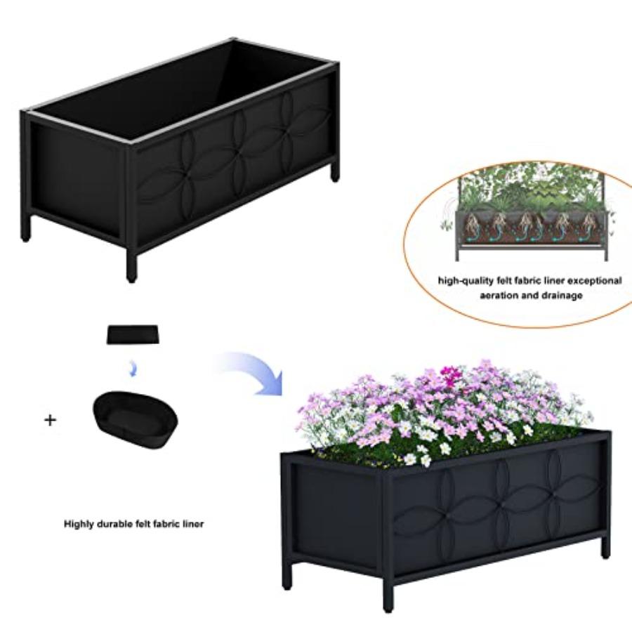 Sturdy Raised Garden Bed with Inner Fabric Liners for Vegetables Flower Planter Box in Brown for Backyard Patio Balcony Inner S
