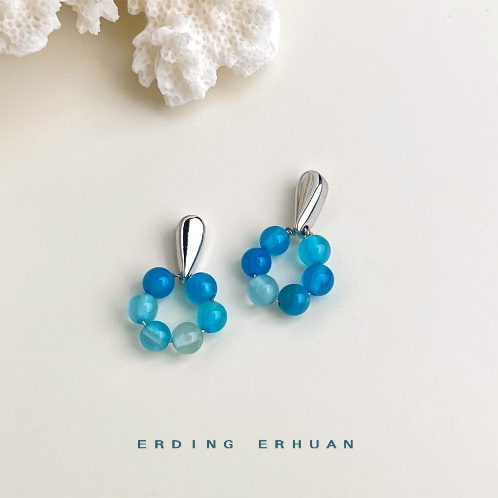 [Sea Blue Series] Summer New Original Design Handmade Fresh Holiday Blue Earrings Earrings