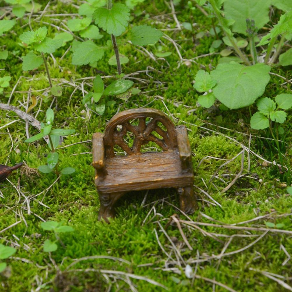 Garden DIY Craft Resin Bench Miniature Park Seat Ornaments Furniture Figurines Lawn Chairs Set