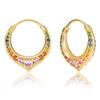 Colorful Micro-Paved Synthetic Zirconia V-Shaped Hoop Earrings for Women's Vintage Golden Plated Banquet Holiday Jewelry