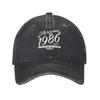 Unisex Women Vintage 1986 Birthday Year 40 years old  Print Hat Classic Distressed Washed  Baseball Cap Adjustable