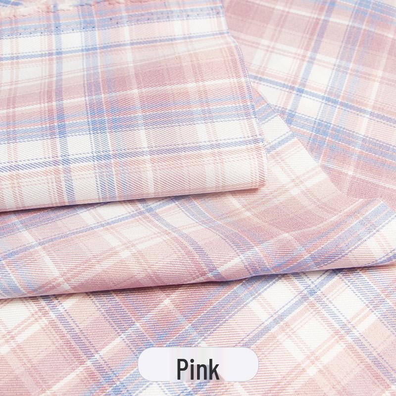 Japanese Plaid Pleated Skirt Fabric - Yarn-Dyed Polyester for DIY Scrunchies & Crafts