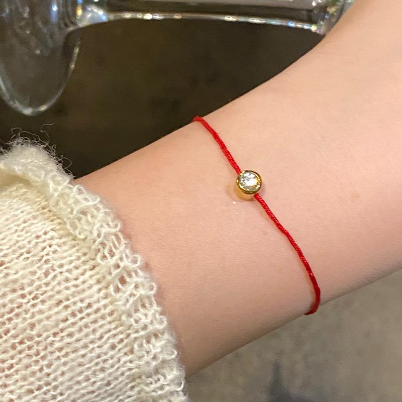 Women's 2024 Minimalist Diamond Beaded Bracelet - Exquisite Red Rope Jewelry