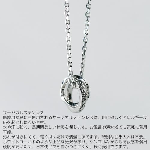 Lionheart Männermähne Doppelring Halskette, Chirurgenstahl, Hypoallergen, Vorgefertigt verpackt, mit individuellem Beutel (Silber/Zirkonia)