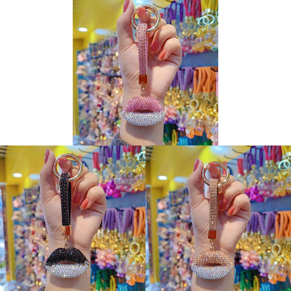 Jewelry Keychain With Czech Rhinestones Lip Design For Couples And Gift Giving