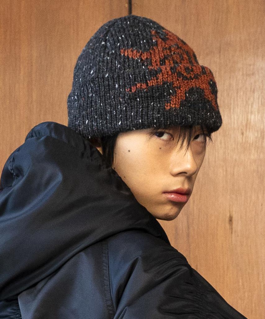 GLACK Gc070 Sunflare Heathered Knit Beanie (Black)