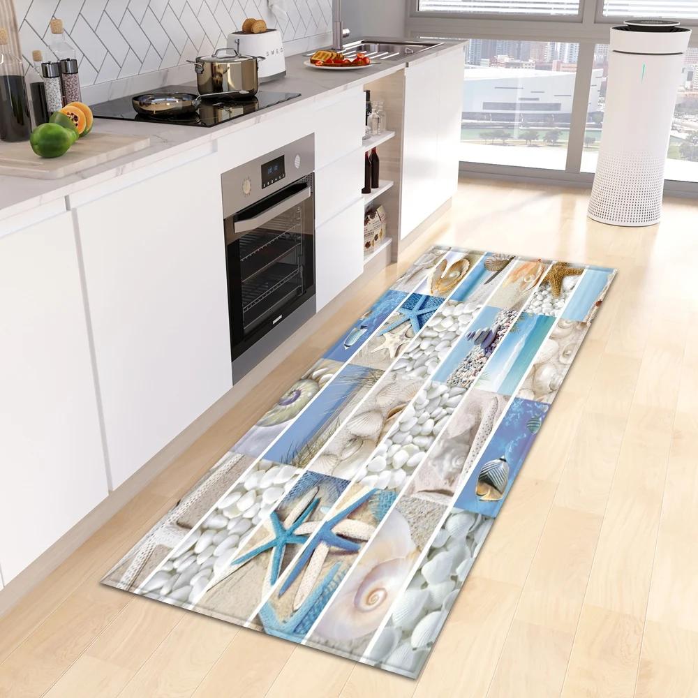 

Beach Starfish Shell Print Carpet Entrance Doormat Kitchen Rug For Living Room Bedroom Home Decor Hallway Balcony Anti-Slip Mat 40x60cm 16x24 inch