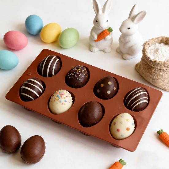 Molde de Silicona para Hornear Huevo de Pascua Molde Flexible Antiadherente para Chocolate Pastel Pudín Gelatina Reutilizable Fácil Desmoldeo Herramienta para Hacer Postres Jabón Casero