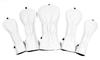 ComoCome Set of Headcovers Smiley 2 Fairway and 2 Utilities 5-Piece (Crown Face) - Driver, Woods, (Quilted White)
