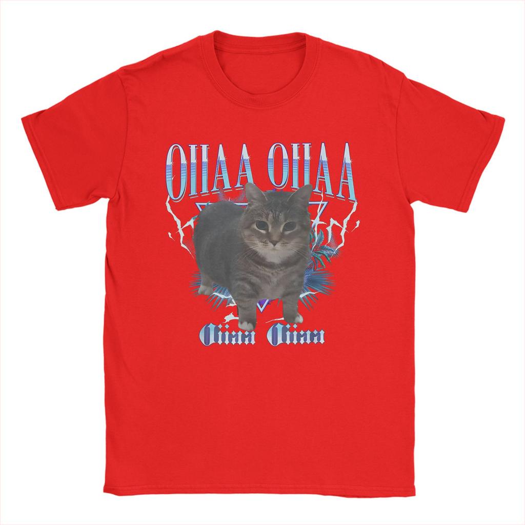 Men's OIIAA OIIAA Funny Spinning Cat Meme T Shirts Humor Brainrot Cotton Merch Awesome Short Sleeve Crew Neck Tees Gift T-Shirts