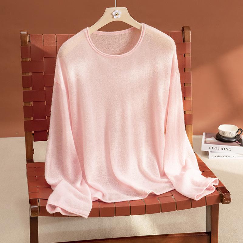 

2025 Puyuan Autumn Silk Cashmere Crew Neck Sweater for Women - Velvet Kiss Collection Medium