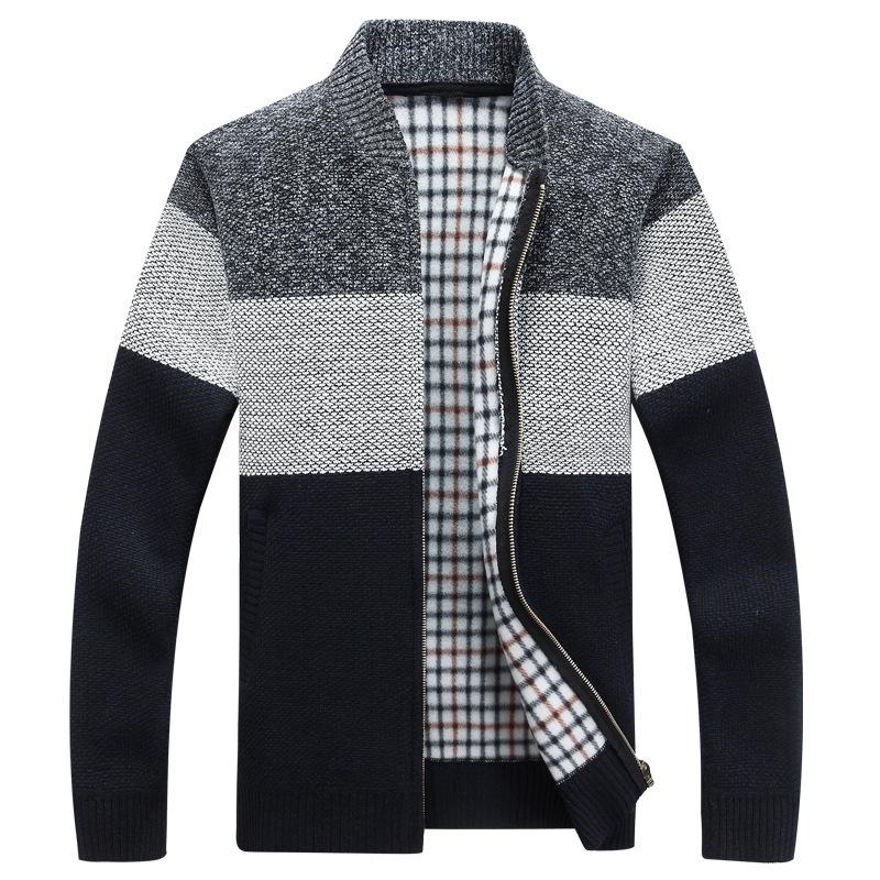 Mens Up Zip Cardigan Sweater Shawl Knitted Jumper Coat Jacket Warm Knitwear Tops