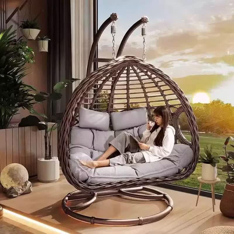 Indoor/Outdoor Double Rattan Hanging Swing Chair