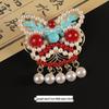 Vintage Enamel Cloud Pearl Hair Clip with Tassel - Elegant Chinese Style Updo Accessory