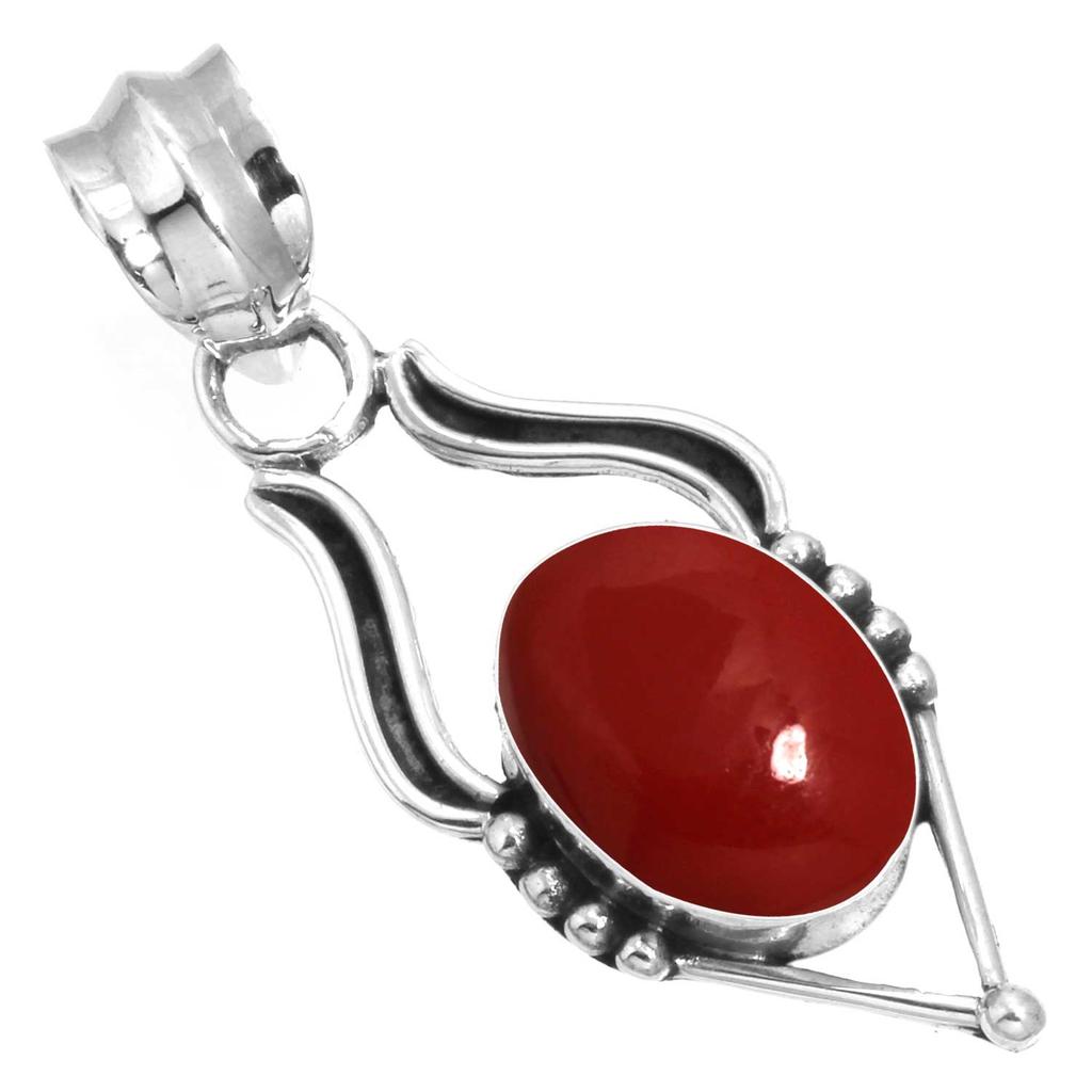 925 Sterling Silver Pendant Women Gemstone Handmade Jewelry Mothers' Day Gift Malachite Moonstone Rose Quartz Red Stone Smoky Topaz Tiger Eye Fashion