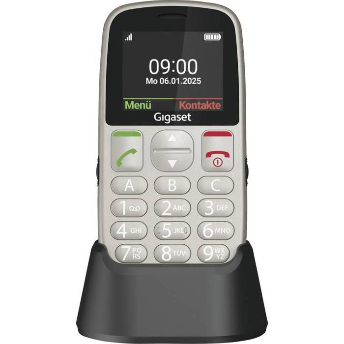 Gigaset GL395 Téléphone Portable Touche SOS, Protégé Contre Les Projections D'eau, Protégé Contre La Poussière Argent