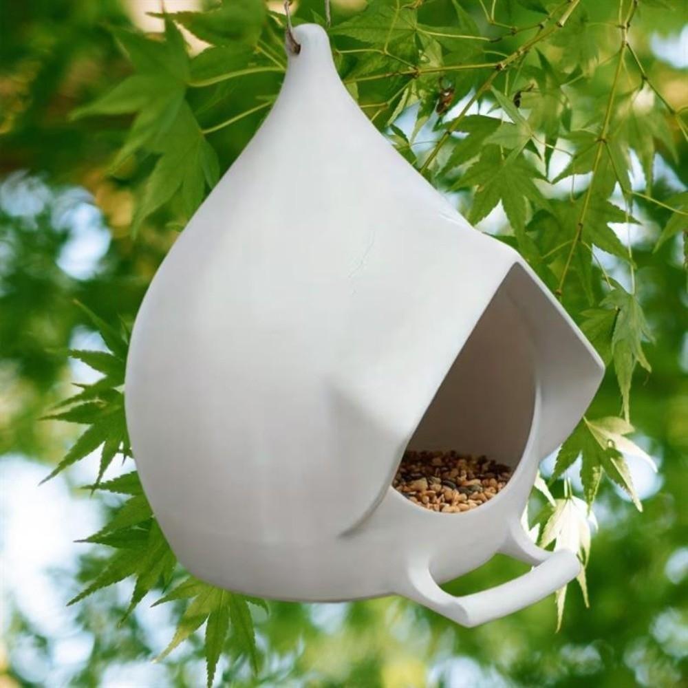 Kształt Domku Wodoodporny Wiszący Karmnik dla Ptaków Odporny na Deszcz ze Stojakiem Dozownik Pokarmu dla Ptaków Duża Pojemność Łapacz Pokarmu dla Ptaków Ogród
