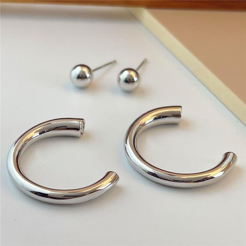 Vintage Half Round Hoop Earrings For Women New Trendy Metal C- Shaped Geometric Earrings Casual Jewelry Accessories Gifts