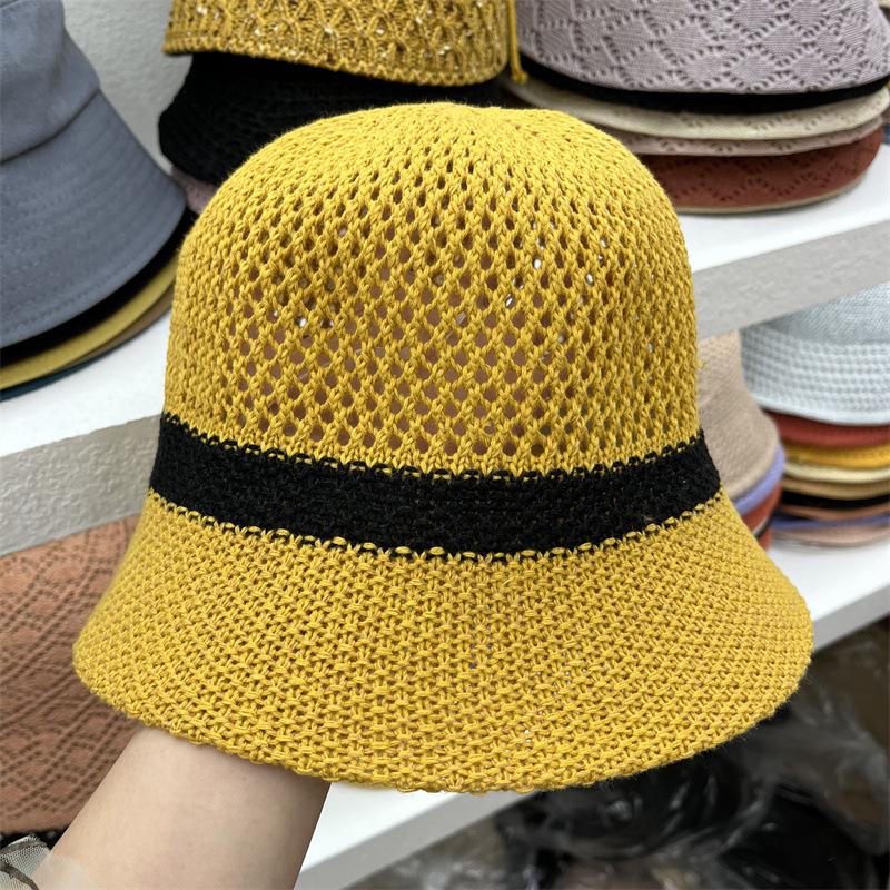 

Летняя шляпа-панама с полыми полями, женская шляпа, тонкая, на раннюю весну и осень, солнцезащитная шляпа-панама, дышащая, панама от солнца, универсальная Adult (56-58cm) жёлтый