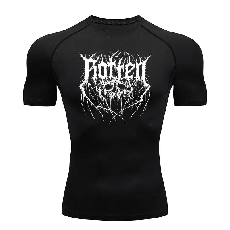 Koszulka Muscle Fit Y2K Koszulki Kompresyjne Dla Mężczyzn Sport Trening Siłownia Męskie Bieganie Fitness Obcisła Letnia Odzież Sportowa Top Koszulka