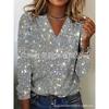 Women S Long Sleeve V Neck Sequined Pullover T Shirt