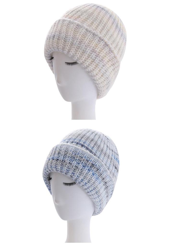 Women's Gradient Knit Wool Beanie - Autumn/Winter Warm Ear Protection, Stylish and Versatile for European and American Fashion