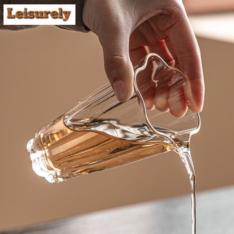 150ml High-end Flower Petal Glass Tea Pitcher Retro Heat-resistant Cha Hai Household Justice Cup Teaset Collection Accessories