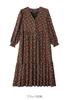 Maternity Volume Tiered Floral Long V Black Floral 10131202 [ANGELIEBE] Dress, Sleeves, Hem, Pattern, Dress, Prenatal, Postnatal, Lined, Sleeve, Neck,