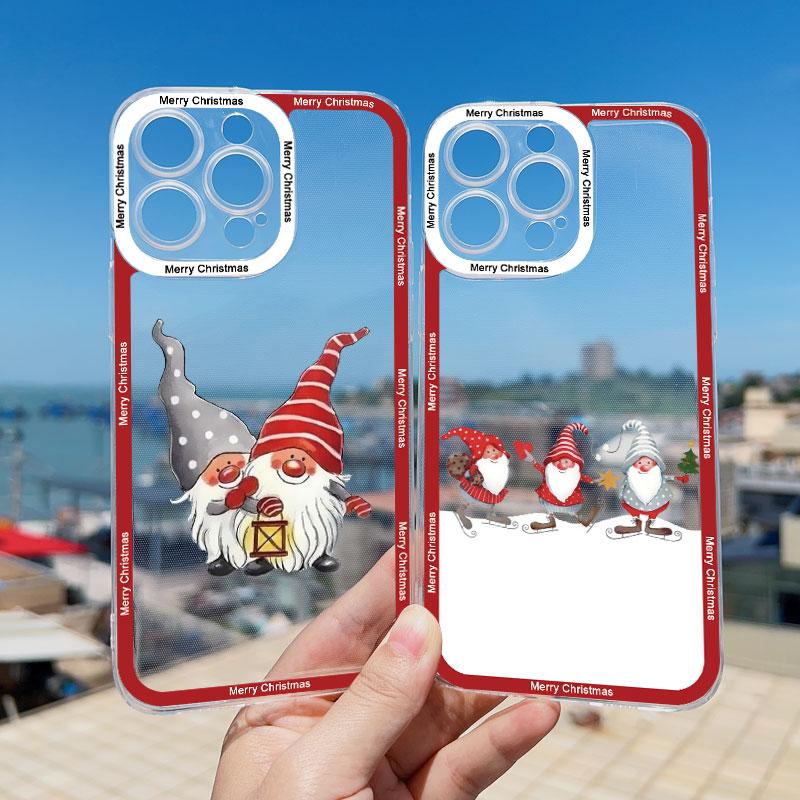New Year Christmas Santa Claus Clear Phone Case for IPhone 15 Pro Max 14 13 12 11 Pro Max 15 14 7 8 Plus X XR XS Cute Back Cover