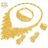 Indian Dubai Sand Gold Jewelry Set: Necklace, Bracelet, Ring & Earrings for Bridal Wedding.