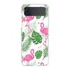 Phone Case For Samsung Galaxy Z Flip 3 4 5 Hard Folding Clear PC Bumper Lovely Pink Flamingos Leaf For Samsung Z Flip 6 Cover