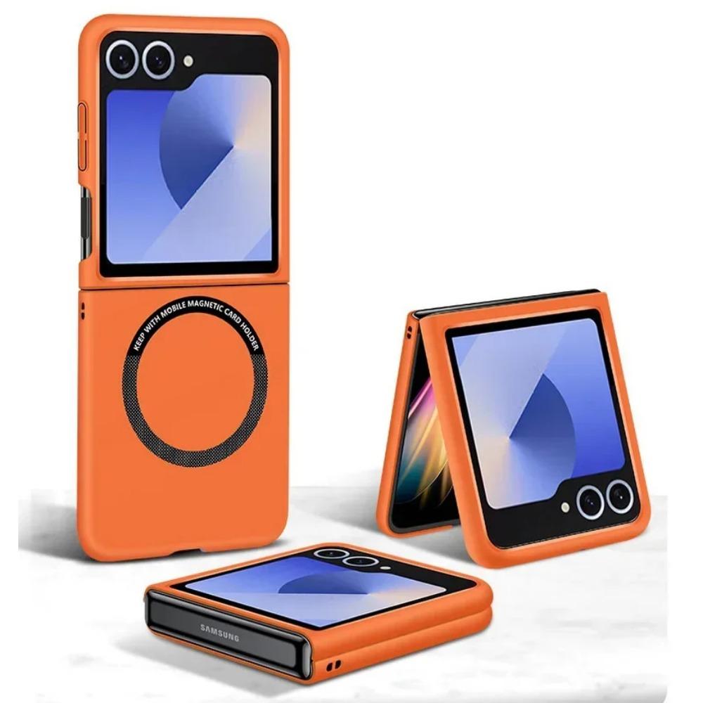 Luxusní Jednoduchý Ultratenký Jednobarevný Kryt na Telefon pro Samsung Galaxy Z Flip 7 6 5 4 3 Magnetická Přitažlivost Nárazuvzdorný Ochranný Kryt