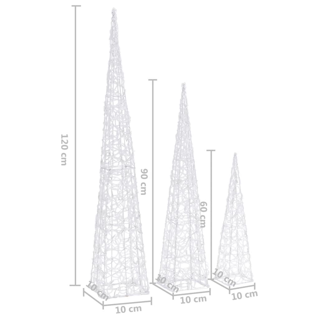 Vidaxl Zestaw Stożków Dekoracyjnych, Niebieski, Led, 60/90/120 Cm