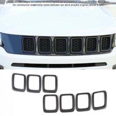 7pcs Front Grille Grill Erts Cover Trims Kit for Jeep Compass 2017- Black