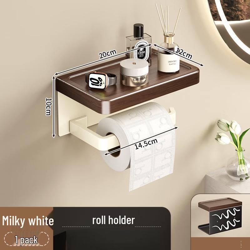 

cmaos Bathroom Wall-Mounted Toilet Paper Holder with Shelf