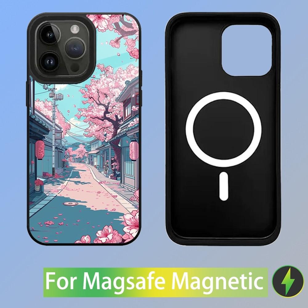 Japan Anime Landscape Phone Case For iPhone 15,14,13,12,11,Plus,Pro,Max Mini Magsafe Magnetic Wireless Charging