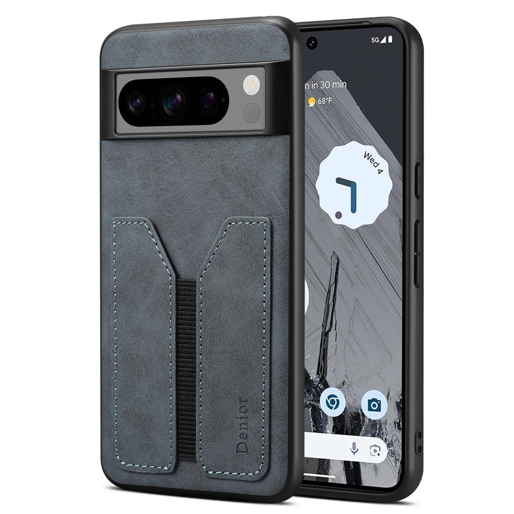 DENIOR For Google Pixel 8 Pro Case PU Leather Phone Back Cover with Elastic Card Holder