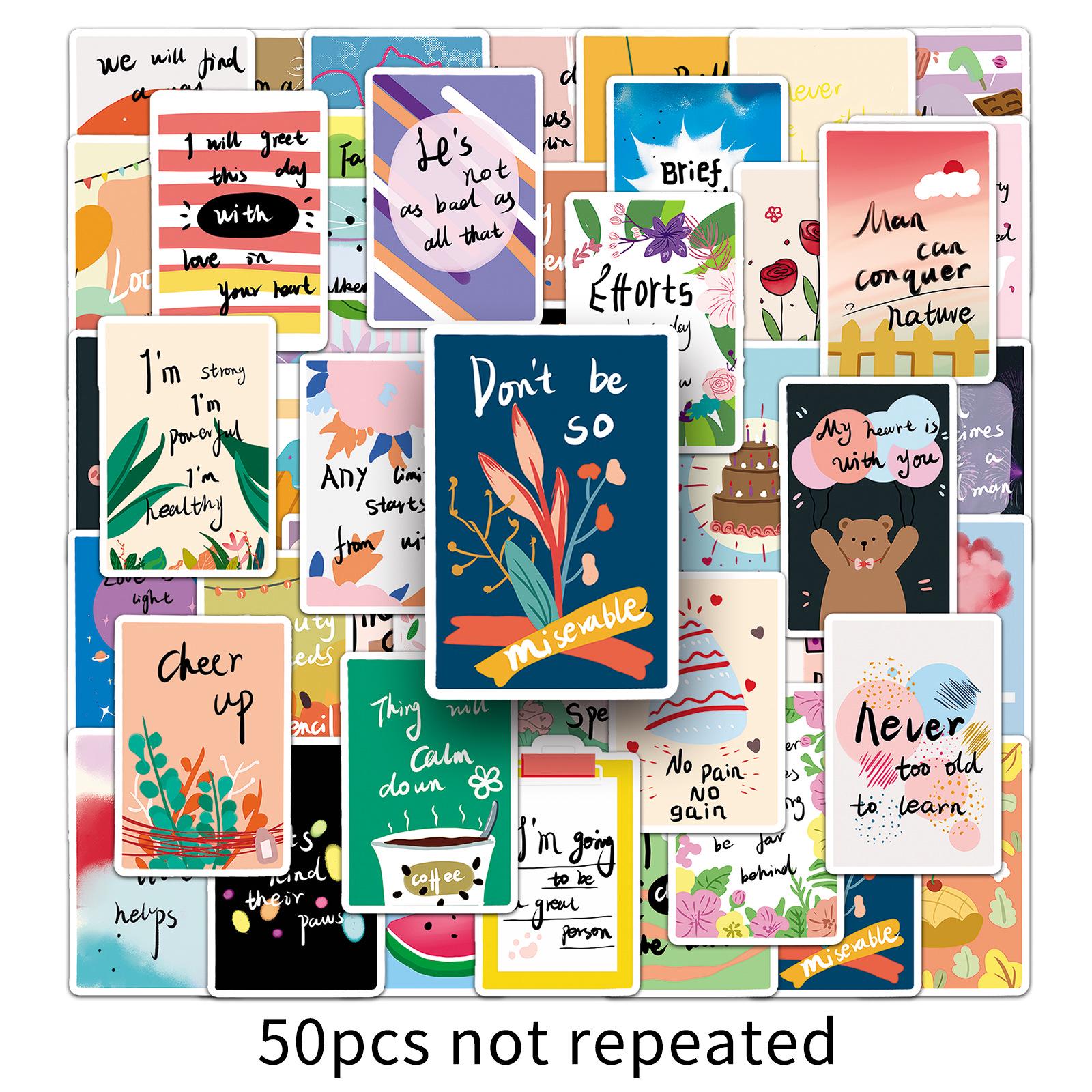 50 Cute Cartoon Encouragement Stickers for DIY Journals & Phone Case Decoration