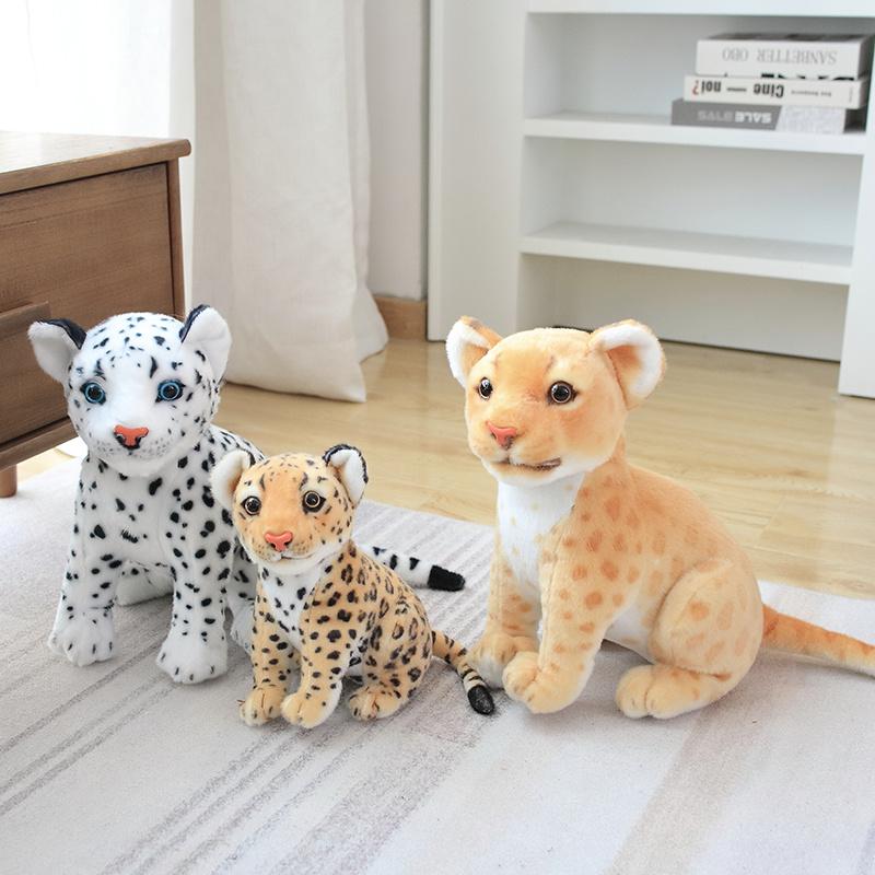 Lifelike Forest Lion Snow Leopard Plush Toys Simulated Animal Black Leopard Dolls Creative Birthday Decoration Gift