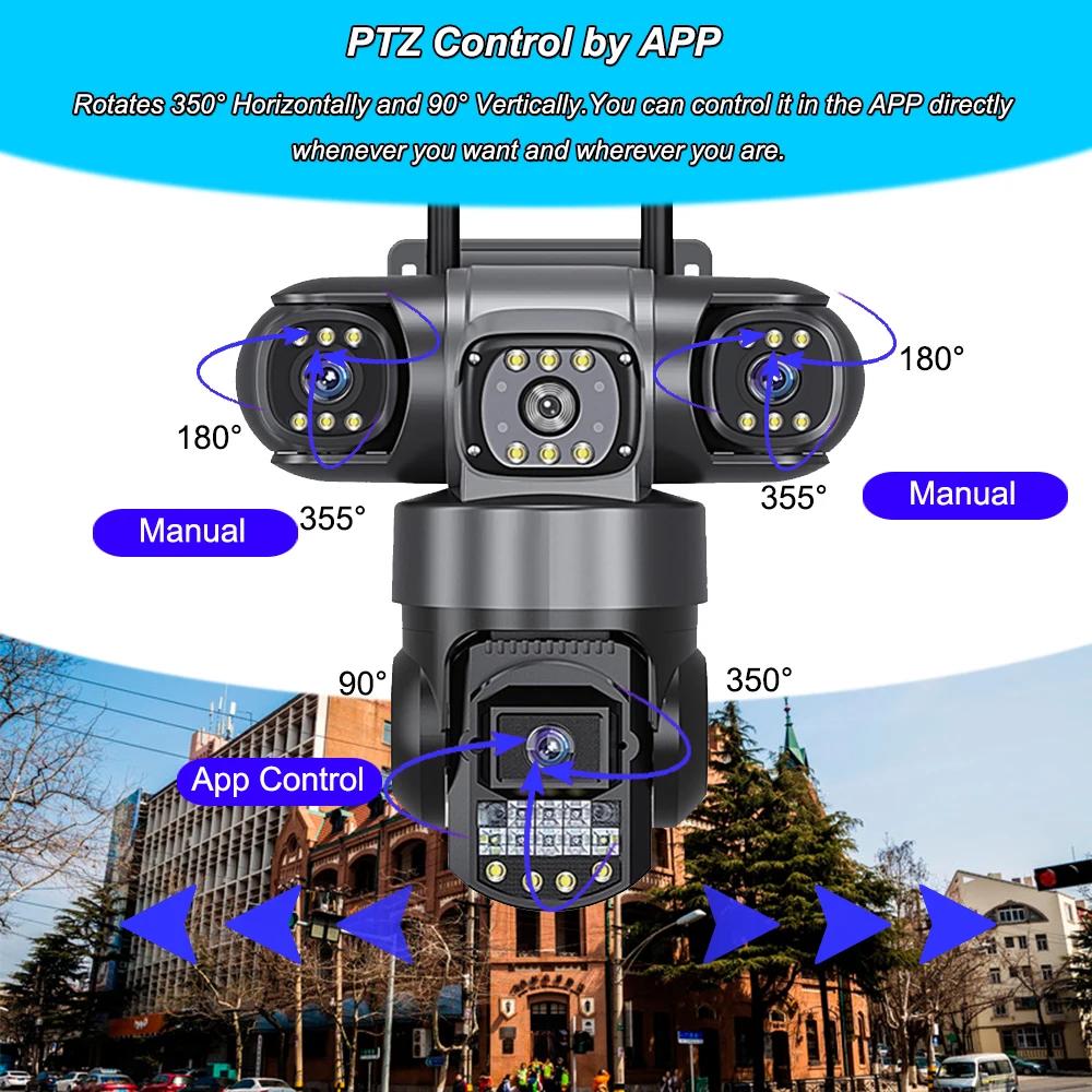 4G True Three-eye Three-lens Monitor with Night Vision and All-day Recording, Low Power Consumption Home AOV Solar Camera