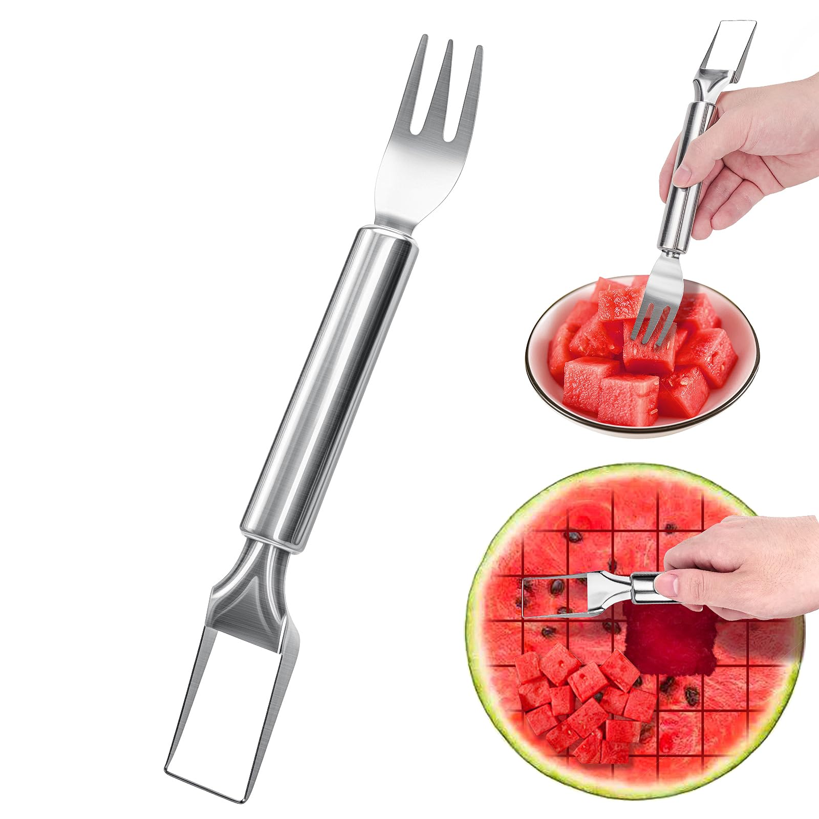 

Stainless Steel Dual Head Watermelon Cutter Fruit Fork Kitchen Tool (BPA Free,No FDA)