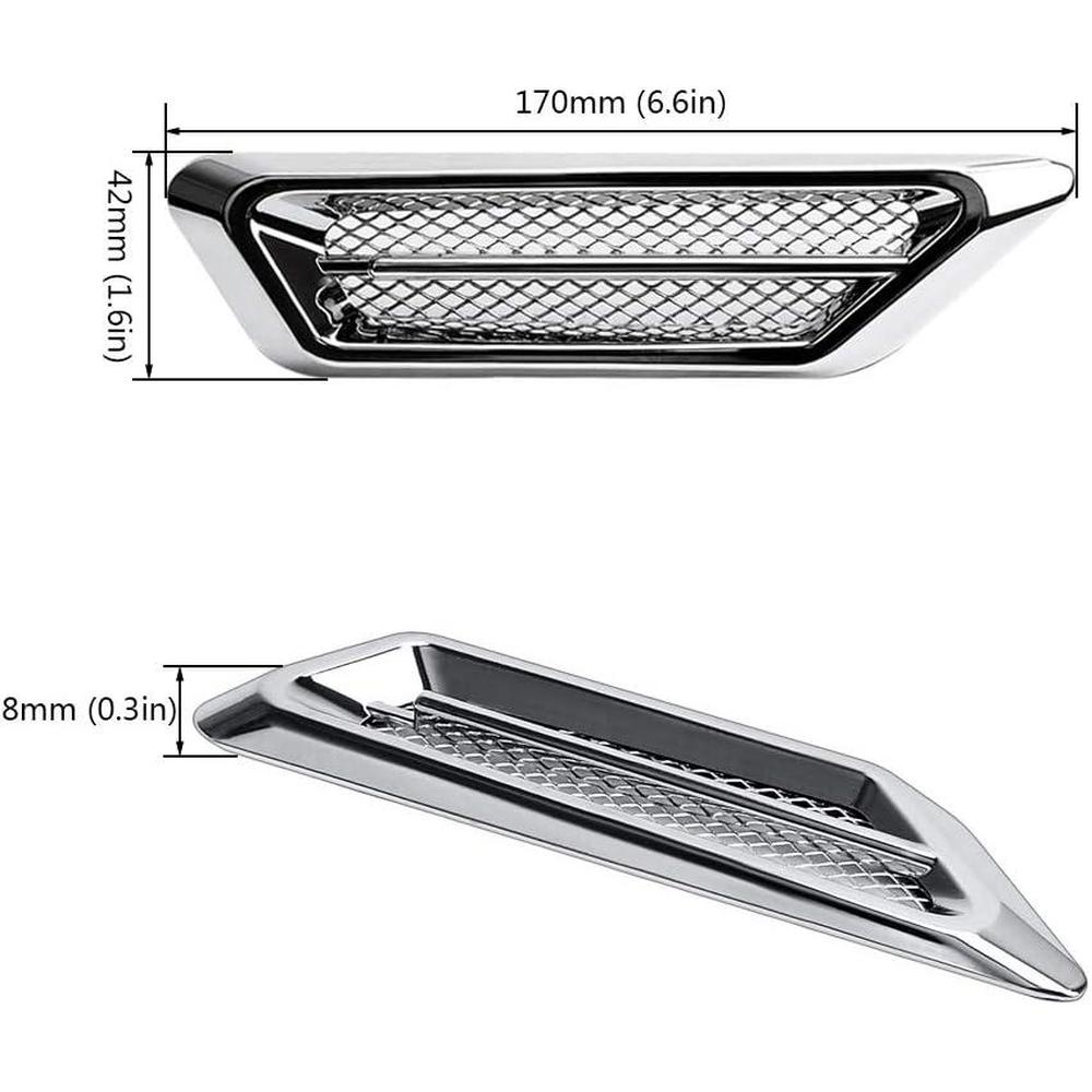 Car Fender Auto Flow Vent Fender Intake Grille Air Net Door Hood Side Sticker for Most Car Models Sedans, SUVs, and Trucks