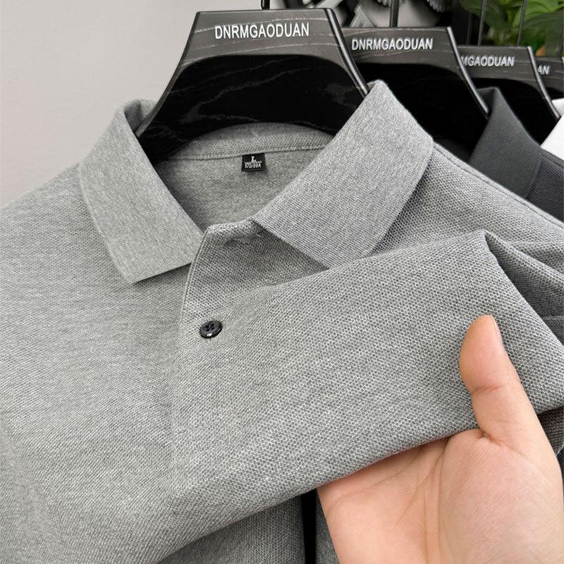 Fable Heren POLO Shirt High-end Korte mouw Casual Zakelijk Heren Puur Katoen Lood T-shirt Heren XXL grijze kleur