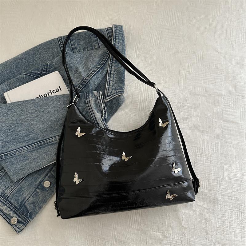 Chic Minimalist Pu Women s Backpack 2024 Fashionable Summer Street Trend Tote Bag Large Capacity Black White Silver
