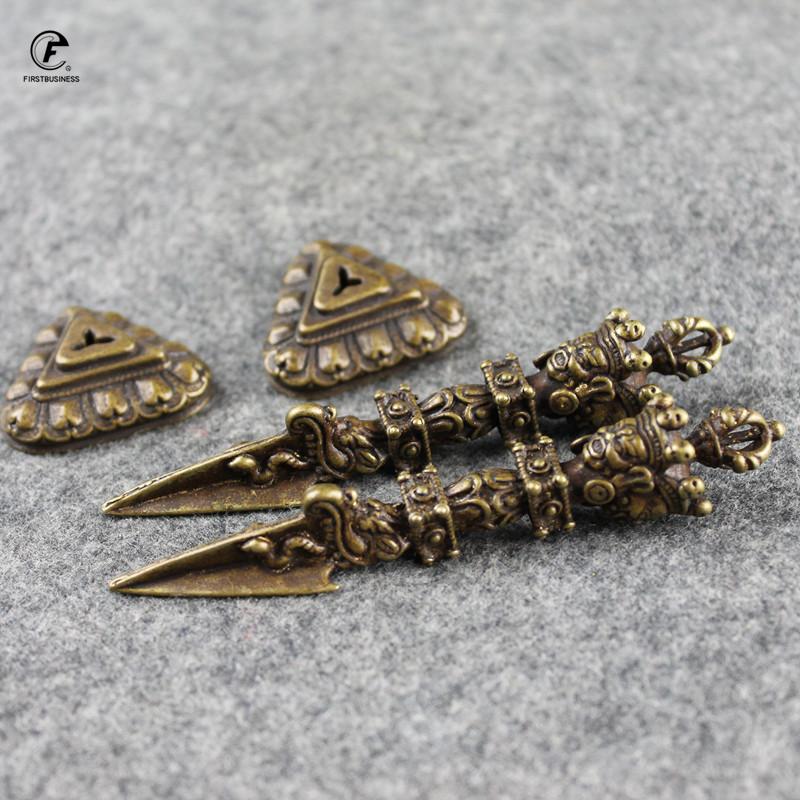 Retro Copper PUBA King Kong Instrument Dragon Head Just Vajry Pestle Puer Tea Knife Tea Pet Home Decoration Brass Desk Decor