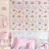 Cute Cartoon Bear Tapestry Pink Striped Wall Hanging for Kawaii Bedroom Decor Background Cloth
