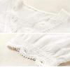 2019 Summer Embroidered Tops Cotton Fabric Blouse Embroidered Shirt Scallop Collar Short Sleeve Lace Elegant Cute Floral Pattern Thin Loose Fit