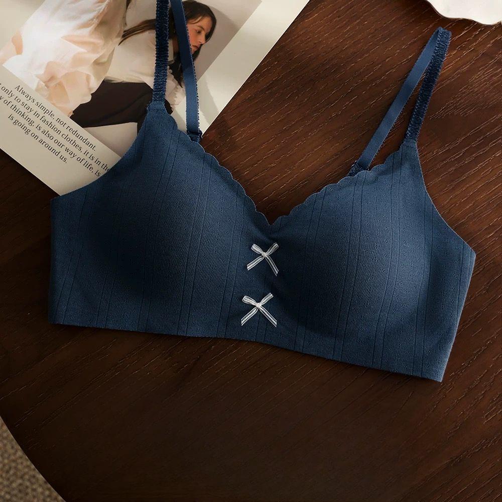 

Женский бесшовный бюстгальтер с маленькой бабочкой, тонкий пуш-ап, без косточек, с поддержкой груди по бокам, нижнее белье 38/85