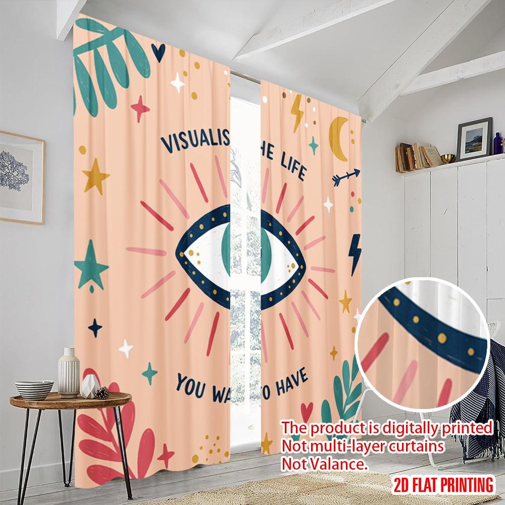 2 Stück 2D Flachdruck Party Fenstervorhänge Visualisieren Auge Traum Leben Polyester Ohne Strom Alle Jahreszeiten Party & Feiertag